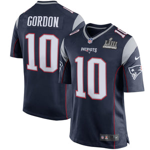 Josh Gordon New England Patriots Super Bowl LIII 53 Champions Patch Football Men'sJersey - Navy Blue - 2019